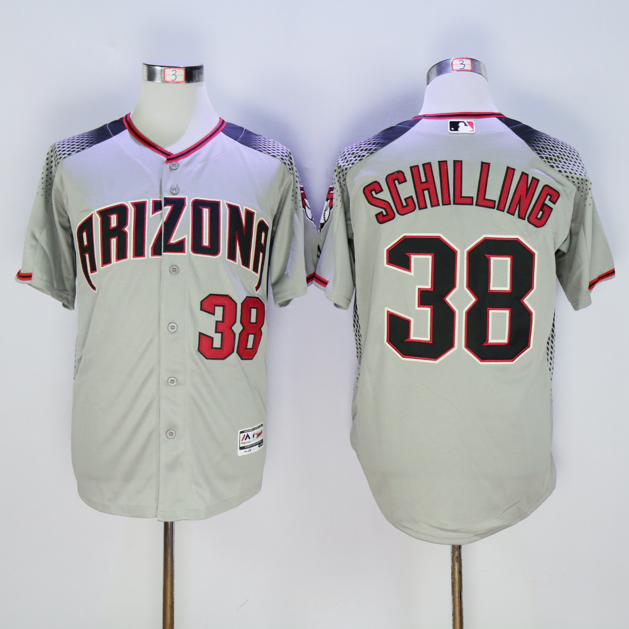 Men Arizona Diamondback #38 Schilling Grey MLB Jerseys1